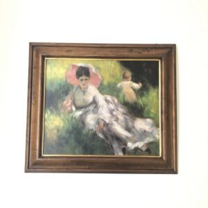 "Девушка с зонтиком и ребёнком". Ренуар. 76х66 см [Арт. S001811]