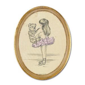 Девочка с мишкой, панно 19х24 см [Арт. S000IE8]