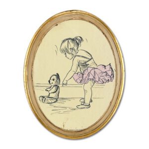 Девочка с мишкой, панно 19х24 см [Арт. S000IE8] 2