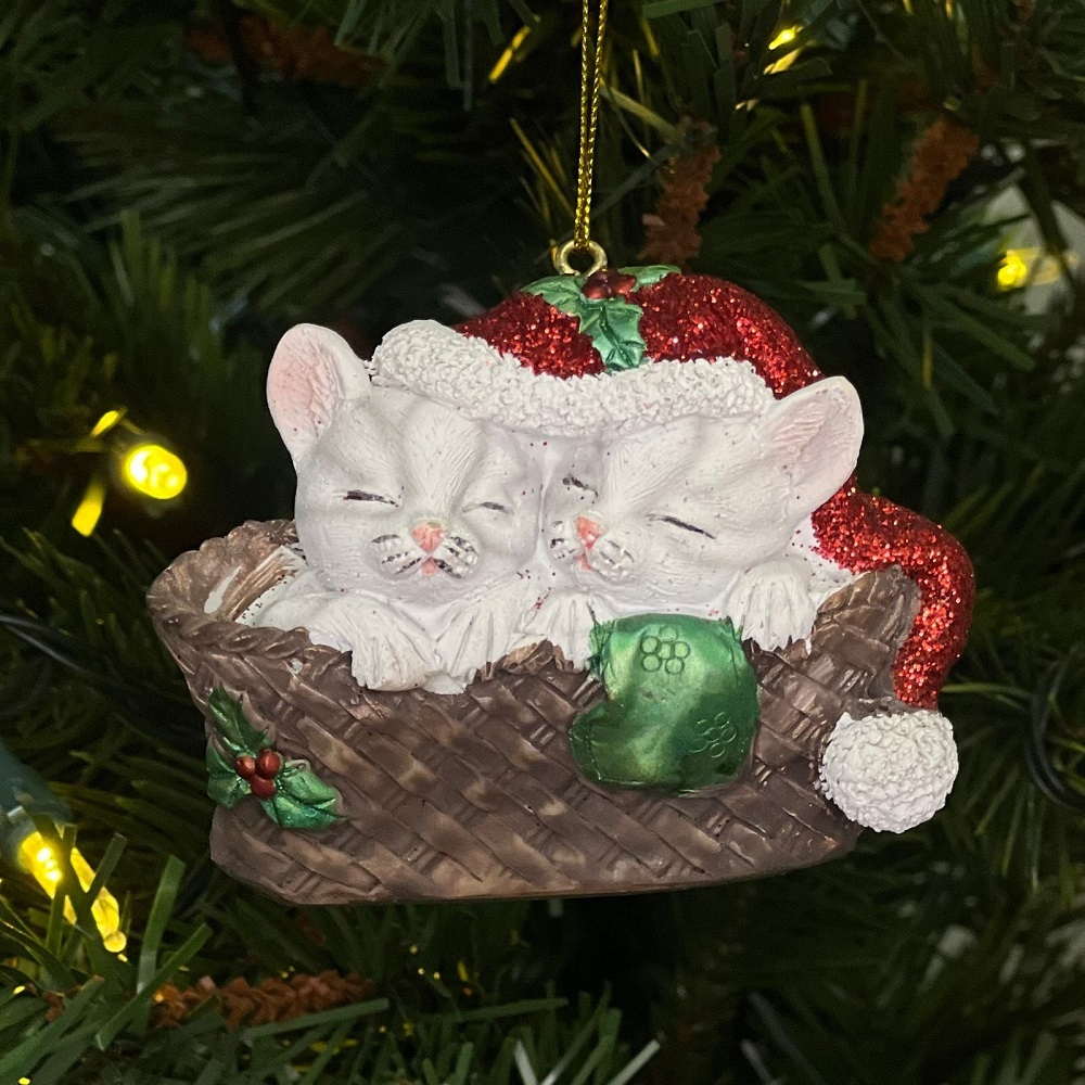 Кошки в корзинке, ёлочное украшение 7