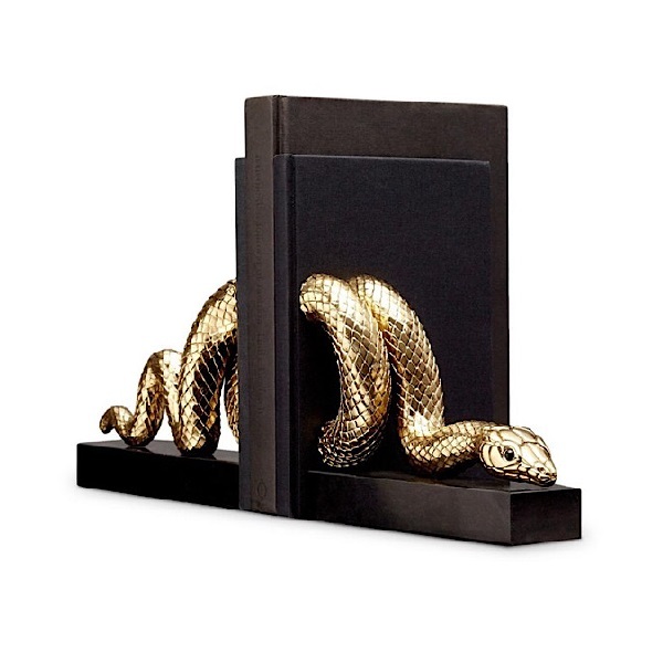 Держатели для книг Змея, мрамор, позолота L'objet 1